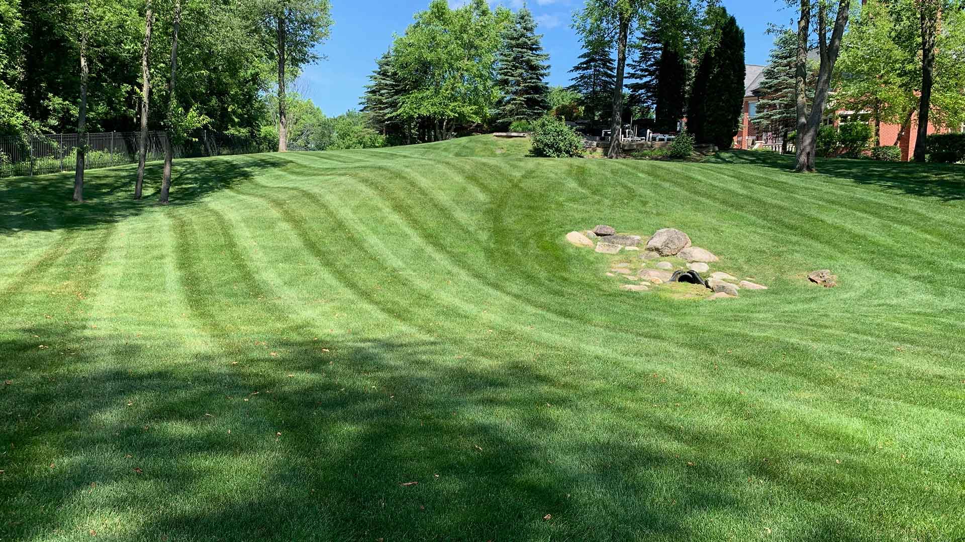 Rolling hills after lawn mowing near Washington, MI.
