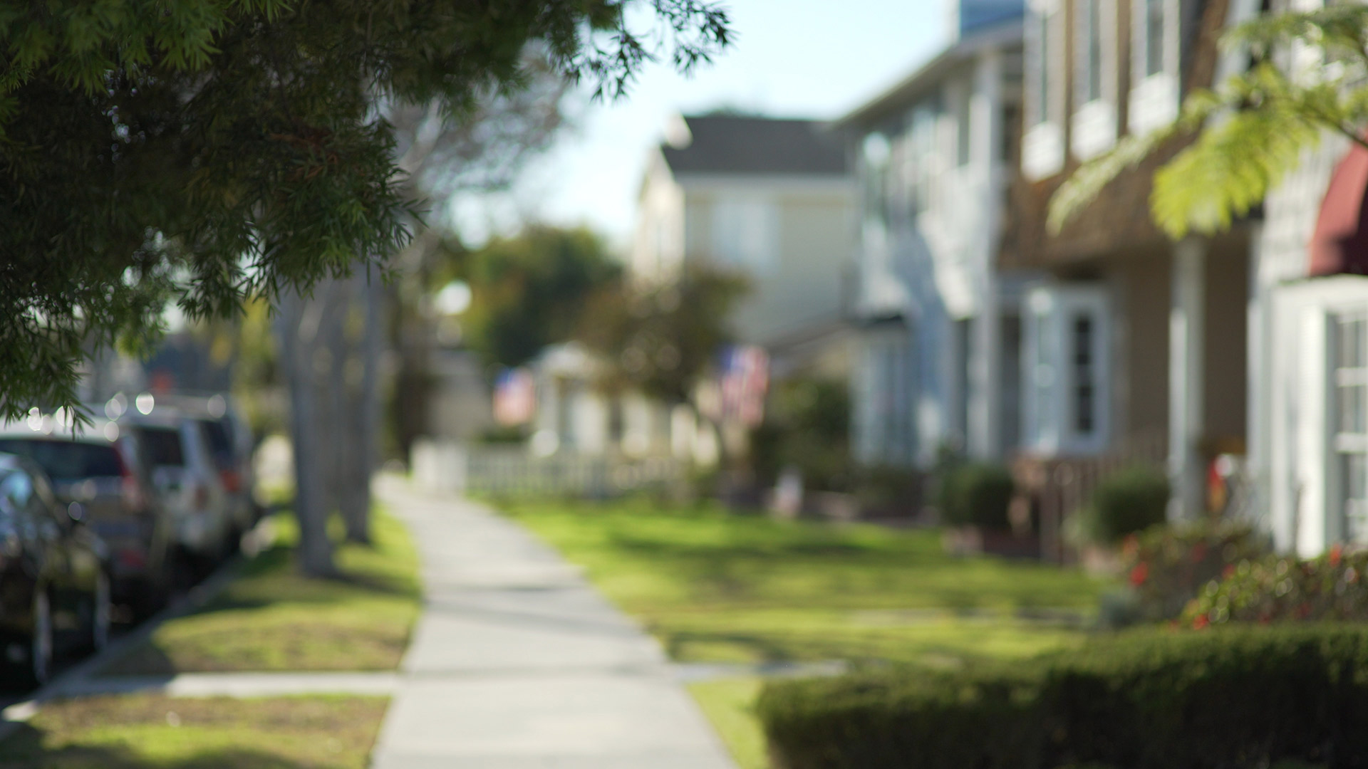 Blurry street view of a neighborhood in Ferndale, MI.
