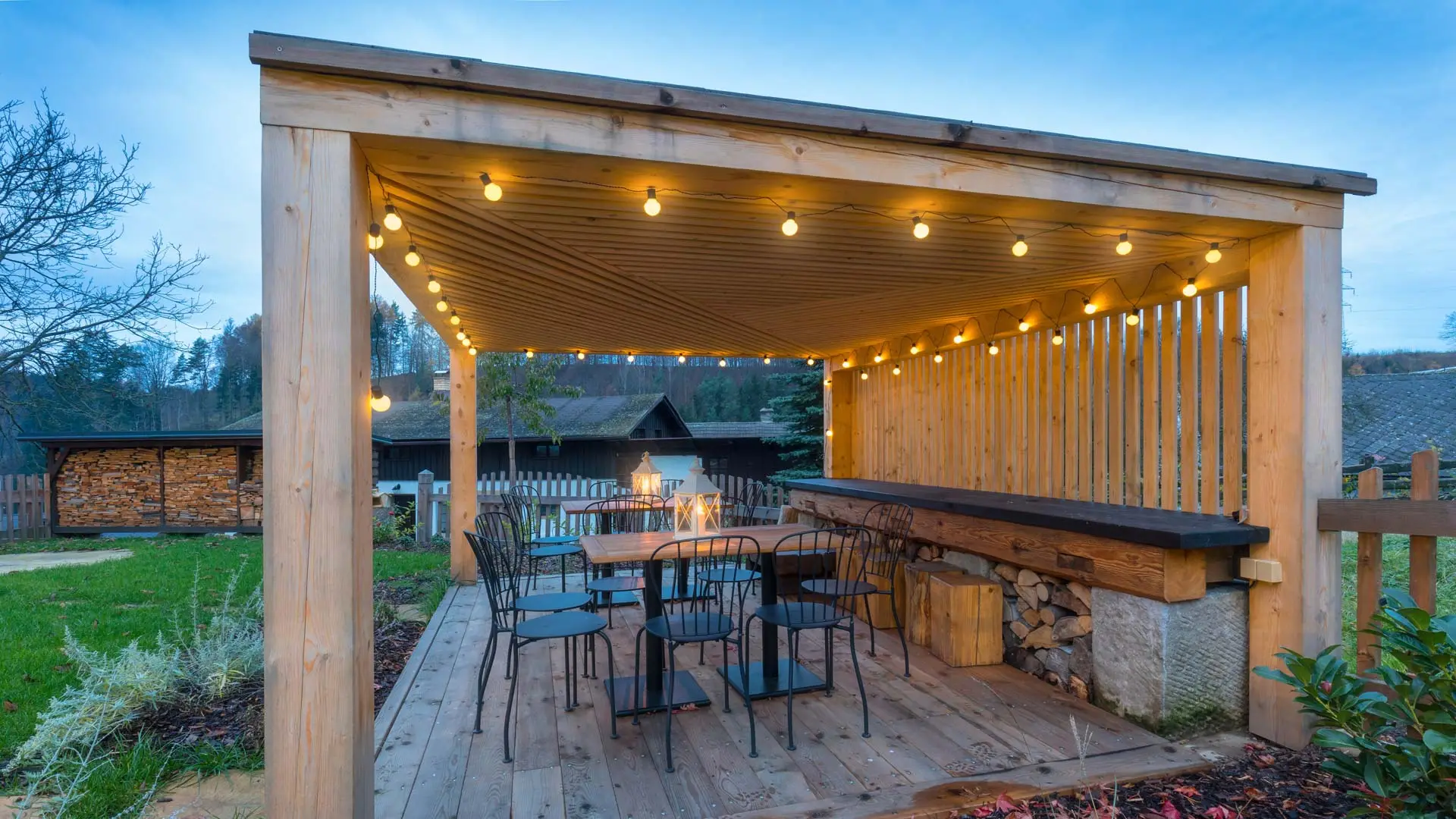 Gazebo with lights installed in Chesterfield, MI.