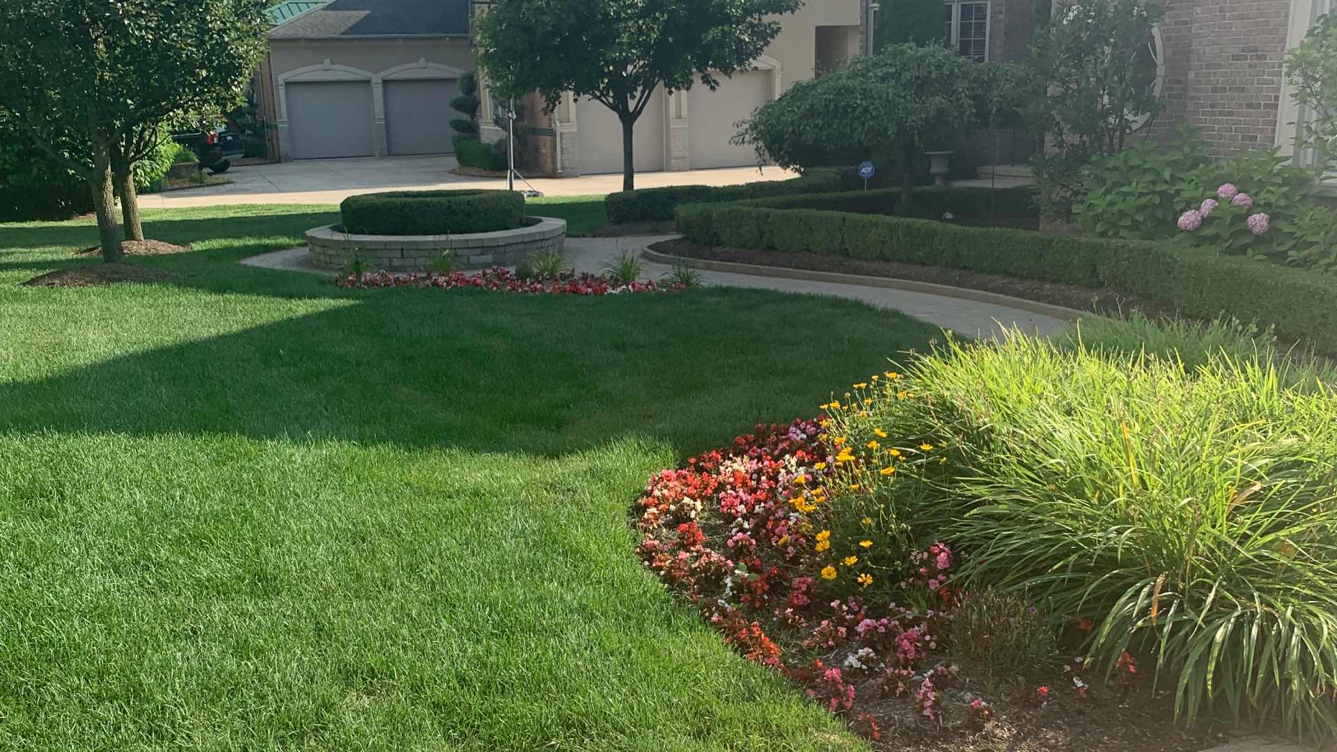 Landscape bed plantings in front of home un Utica, MI.