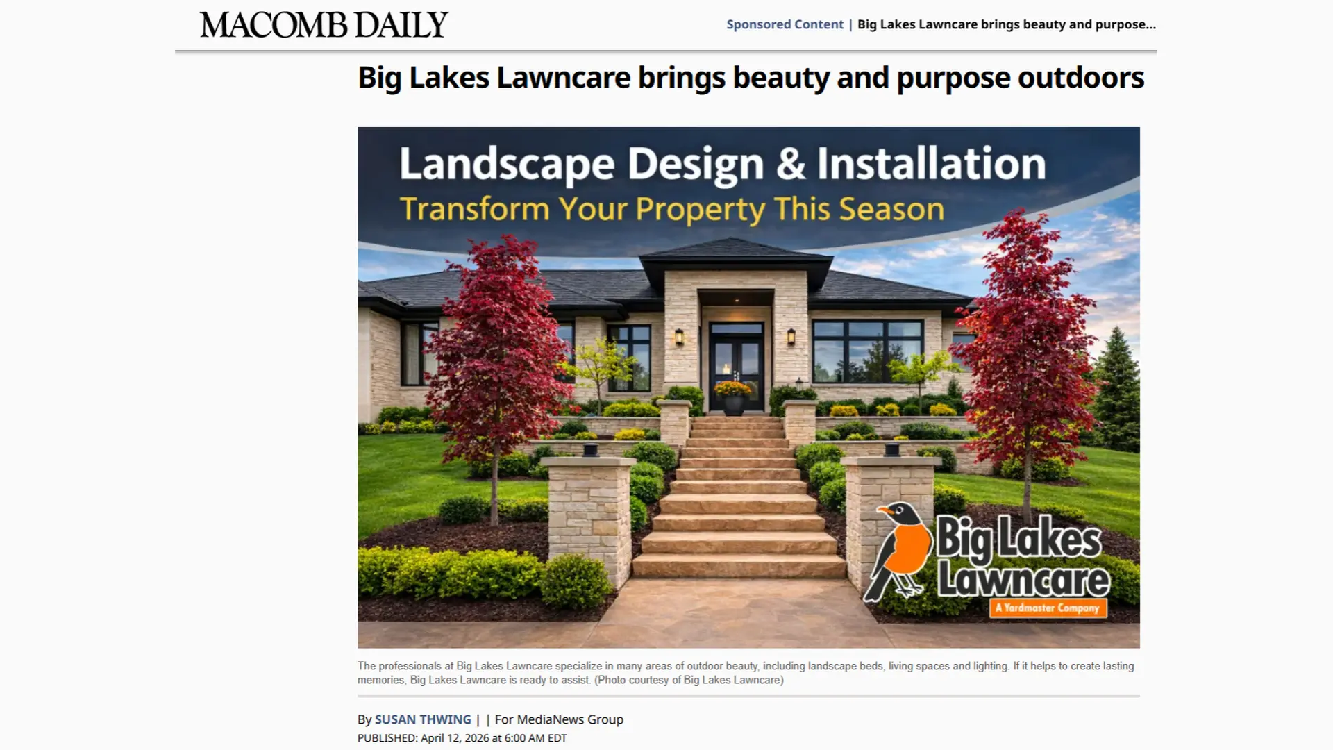 We Were Featured in the Macomb Daily Newspaper!