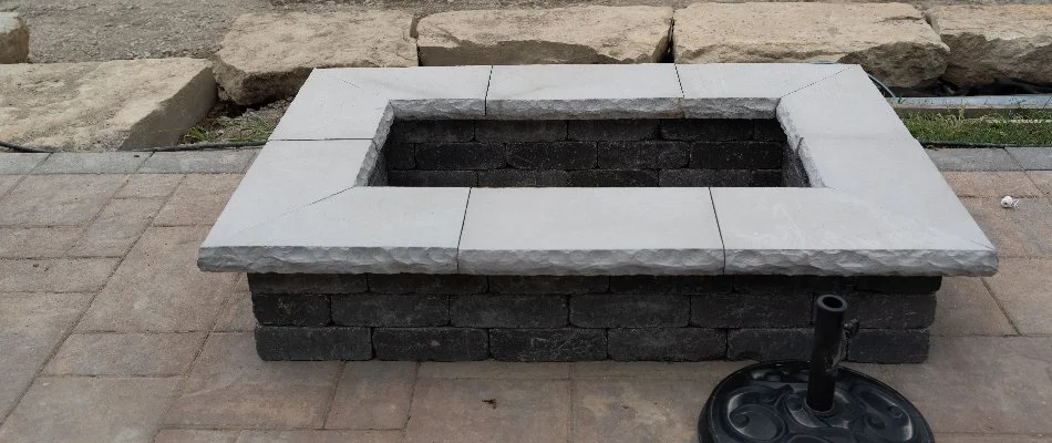 Concrete block fire pit in Macomb, MI.