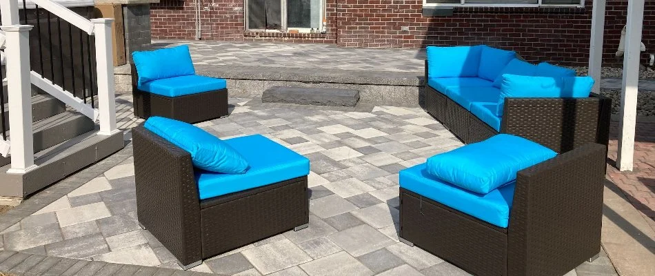 Open patio in Macomb, MI, with chairs.