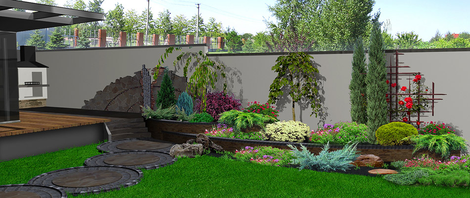 3d design rendering for a landscape with plantings in Macomb, MI.