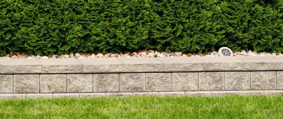 Retaining wall built for a landscape bed in Chesterfield, MI.