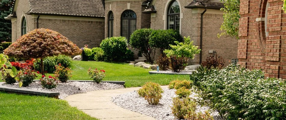 Nice landscaping in front of a home in Huntington Woods, MI.
