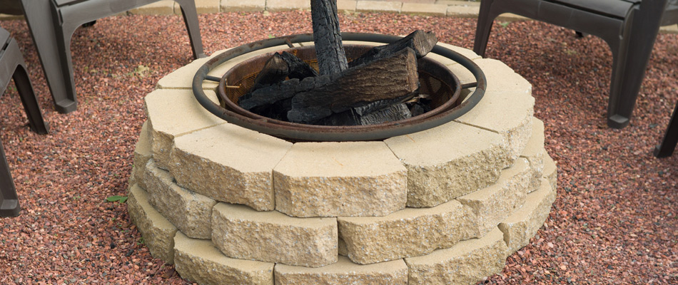 Wood burning fire pit in Chesterfield, MI.